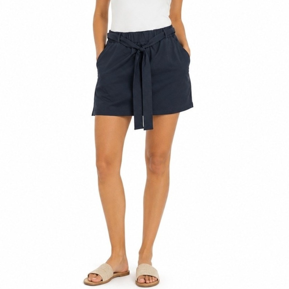St John's Bay Skort Womens MT Medium Tall Mid Rise Tie Waist Casual Black NWT